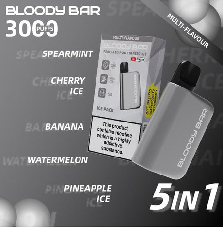 5 in 1 Bloody Bar 3000 Puffs Prefilled Pod (Pack of 5)  