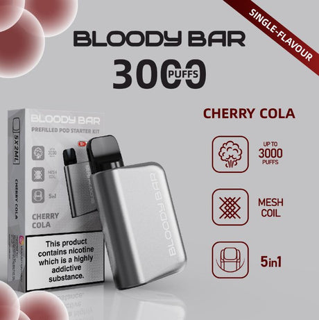 5 in 1 Bloody Bar 3000 Puffs Prefilled Pod  