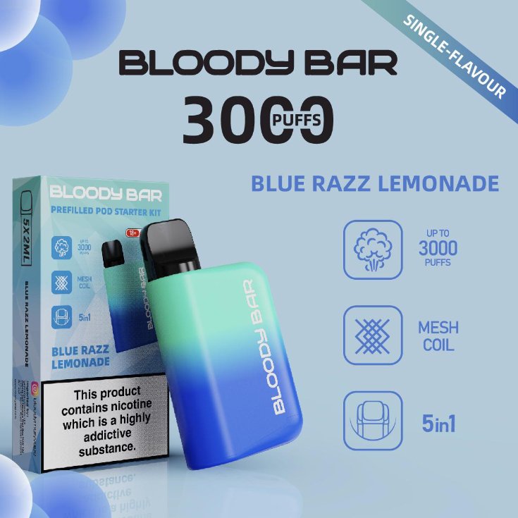 5 in 1 Bloody Bar 3000 Puffs Prefilled Pod  