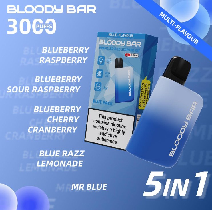 5 in 1 Bloody Bar 3000 Puffs Prefilled Pod  