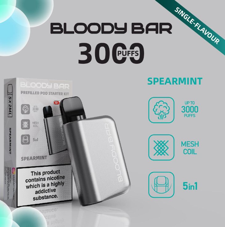 5 in 1 Bloody Bar 3000 Puffs Prefilled Pod  