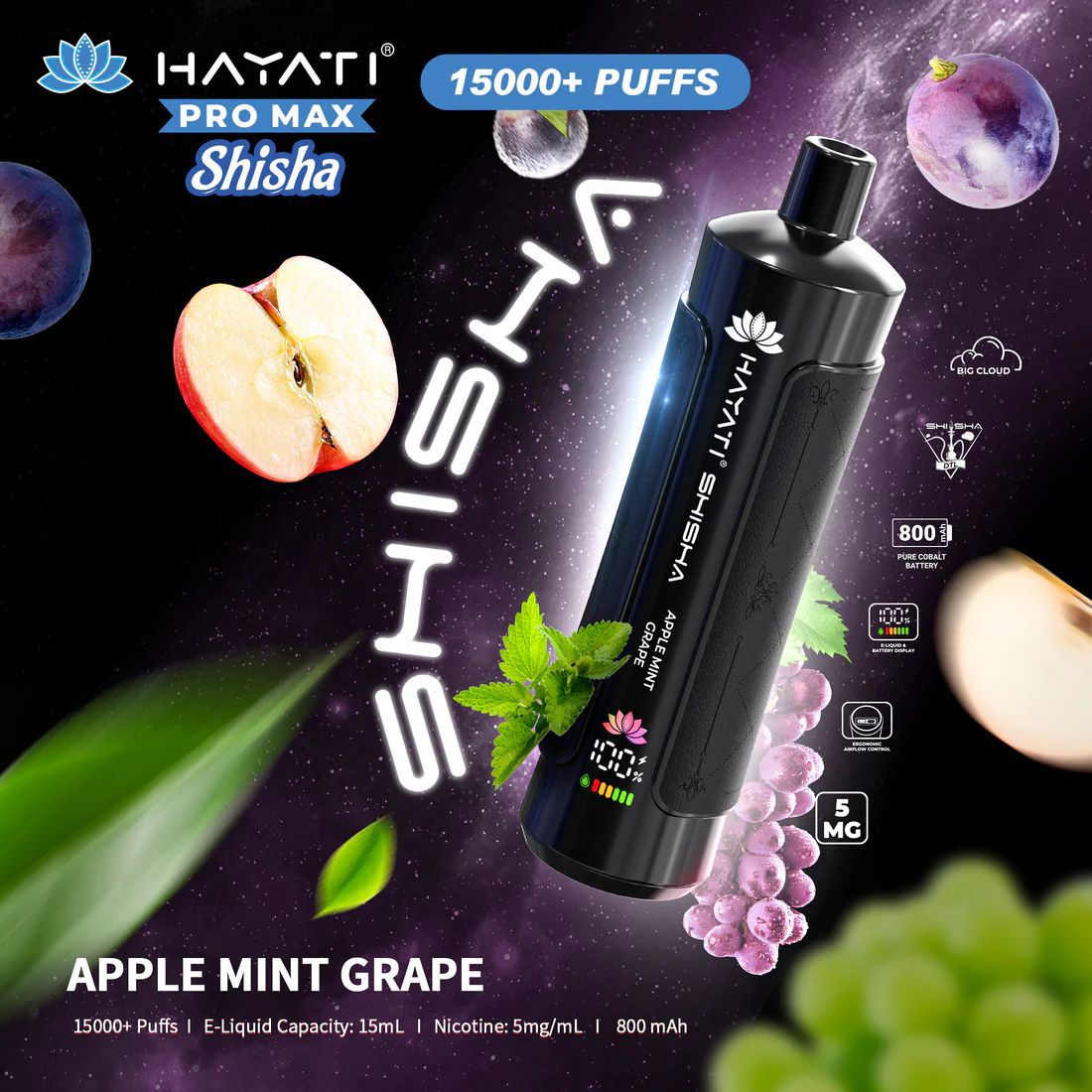 Hayati Pro Max Shisha 15000+ Puffs Disposable Vape (Box of 10)  