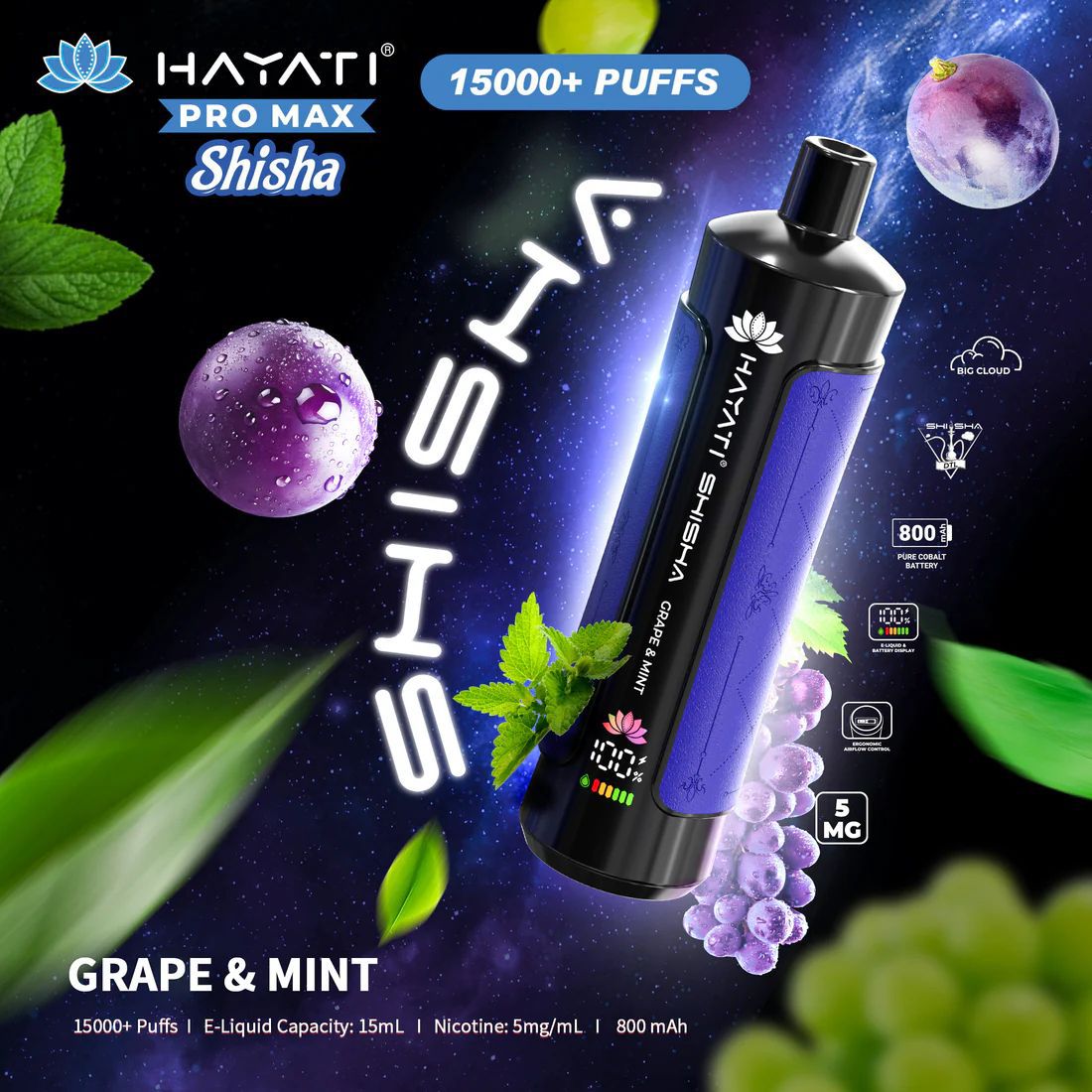 Hayati Pro Max Shisha 15000+ Puffs Disposable Vape (Box of 10)  