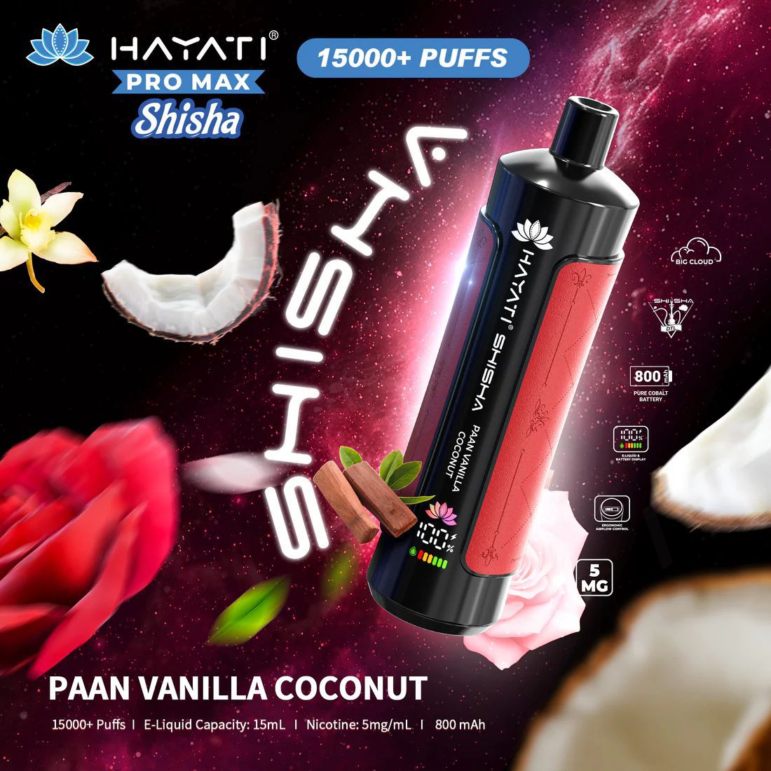 Hayati Pro Max Shisha 15000+ Puffs Disposable Vape (Box of 10)  