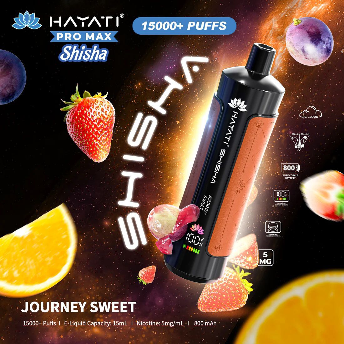 Hayati Pro Max Shisha 15000+ Puffs Disposable Vape (Box of 10)  