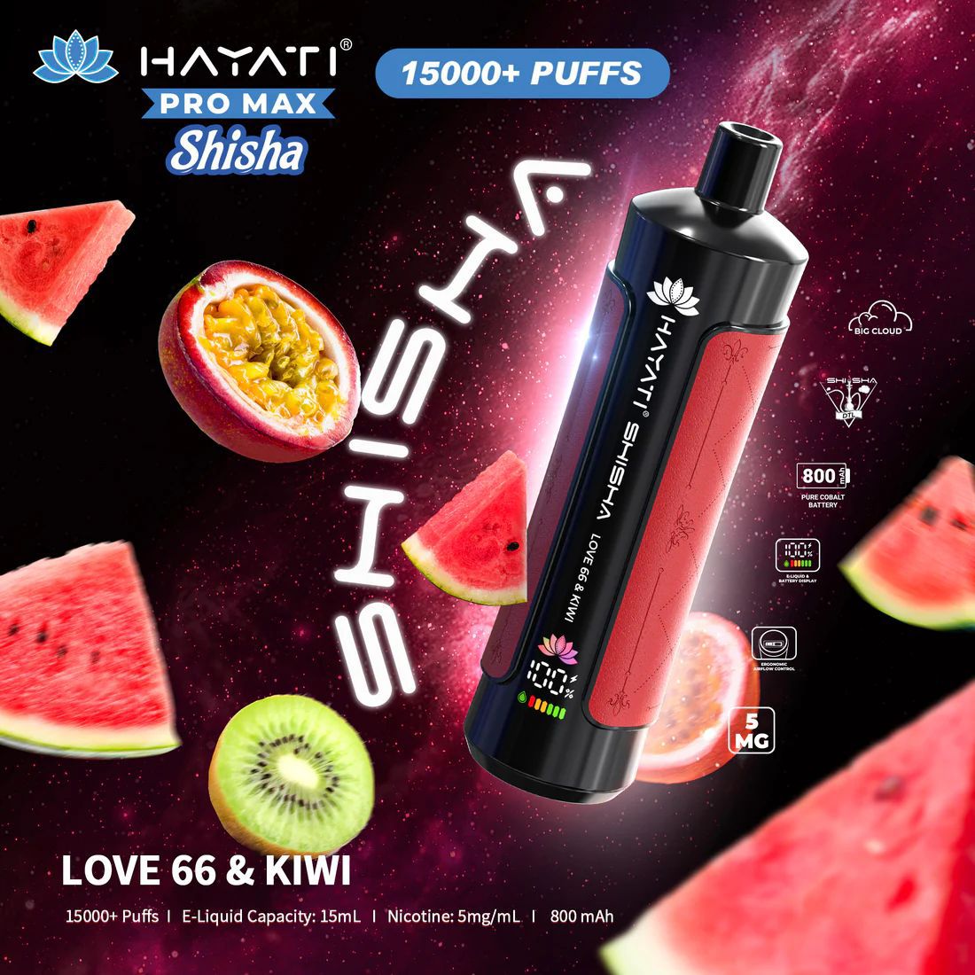 Hayati Pro Max Shisha 15000+ Puffs Disposable Vape (Box of 10)  