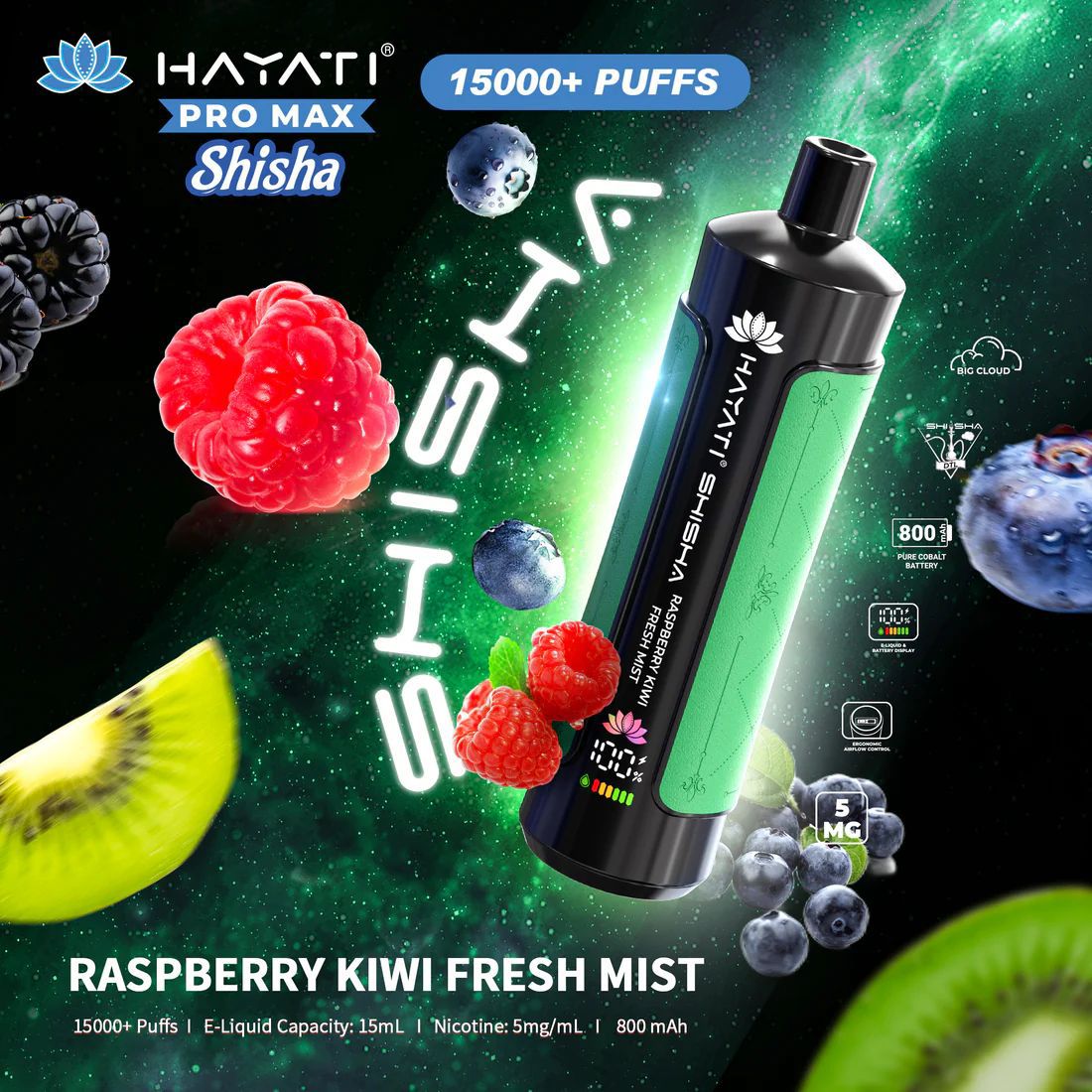 Hayati Pro Max Shisha 15000+ Puffs Disposable Vape (Box of 10)  