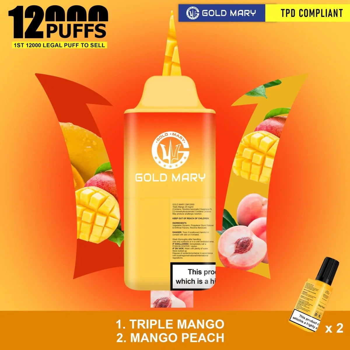 Gold Mary 12000 Puffs Disposable Vape | 2 in 1 Flavour Edition  