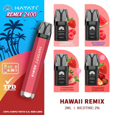 Hayati Remix 2400 Puffs 4 in 1 Disposable Vape Pod Kit Pack of 5  