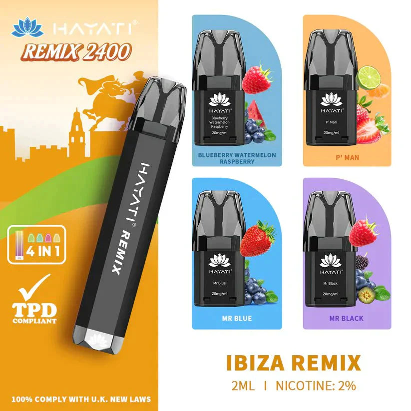 Hayati Remix 2400 Puffs 4 in 1 Disposable Vape Pod Kit  