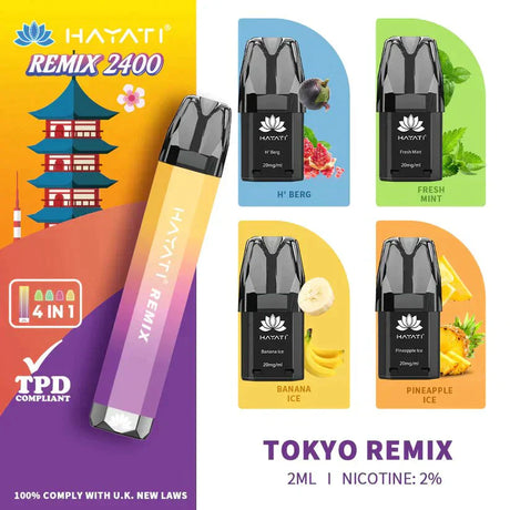 Hayati Remix 2400 Puffs 4 in 1 Disposable Vape Pod Kit Pack of 5  